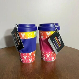 Disney‎ Mickey Mouse Silhouette Pride Rainbow Blue Bamboo Travel Mug